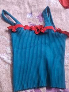Ribbed Tank Top with Ruffle Trim