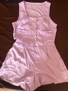 Lavender Vest and Shorts Co-ord Set