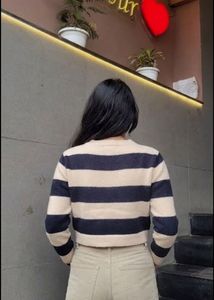 Striped Button-Up Knit Cardigan