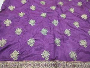 Purple cream Saree with Gold Embroidery
