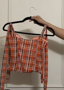 Chic Plaid Tie-Strap Top