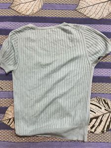 sea green ribbed top