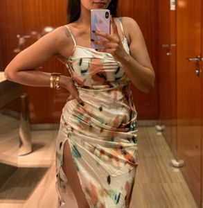 Satin Ruched Midi Dress