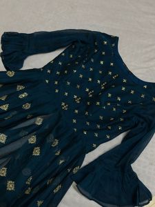 Navyblue wide-leg Palazzo & Front cut padded Kurti