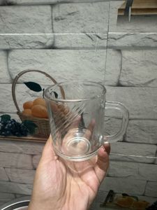 Clear Glass Mug with Swirl Design