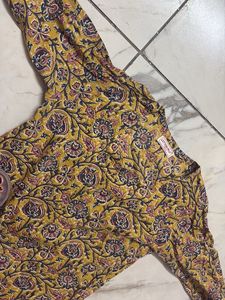 Yellow Block Print Kurta