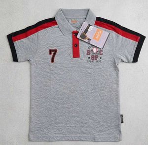 Boys Grey Polo T-Shirt with Athletic Print