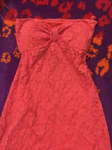 Coral Lace Bandeau dress