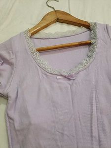 Lavender Lace Trim Top