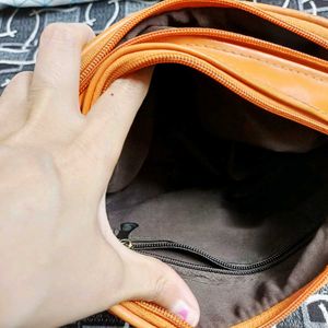 Orange Quilted Crossbody Bag