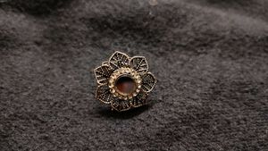 Silver Oxidised Adjustable Flower Mirror Ring