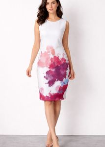 brand new white floral print knee length dress