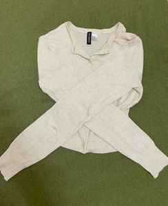 Cream Button-Up Cardigan