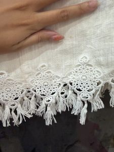Boho Lace Trim Fringe Skirt