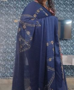 Elegant Royal Blue Saree with Gold Embellishments