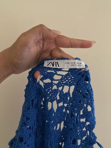 Blue Crochet Mini Dress