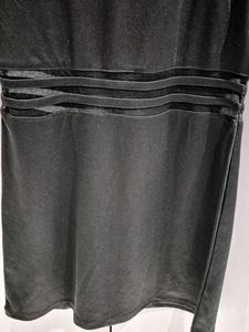 Sleek Black Sheer Panel Dress (length 31 inches)