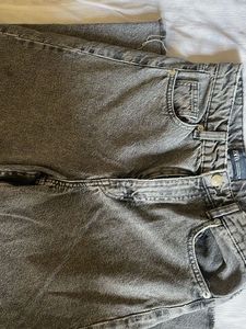 Zara Grey Wide Leg Denim Jeans