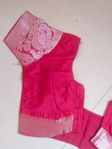 Elegant Pink Silk Blouse with Brocade Sleeves