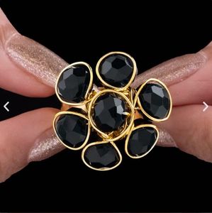Alluring Black Crystal Cocktail Ring
