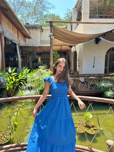 Chic Blue Tiered Maxi Dress