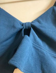Chic Blue Ruffle Crop Top . size - M