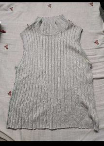 Sleeveless Ribbed Mock Neck Top