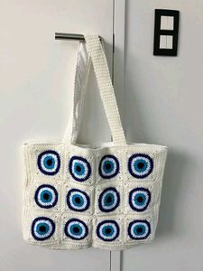 Crocheted Evil Eye Tote Bag