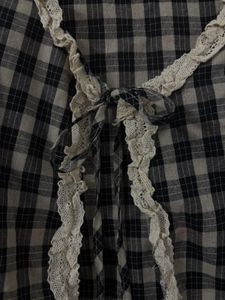 Gingham Lace Trim Top