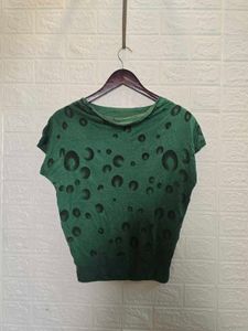Stylish Green Top with Black Polka Dots