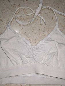 White Halter Neck Sports Bra