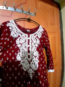 Maroon Embroidered Kurta Set