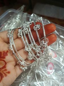 Silver Anklets with Bells