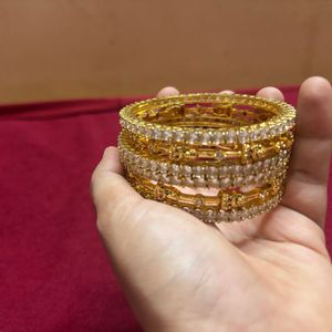 Set of 6 Sparkling Gold Bangles