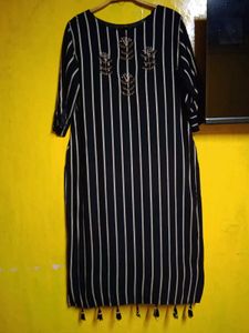 Stylish Striped Kurta with Tassels