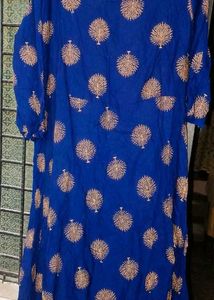 Elegant Blue Printed Ethnic short gown