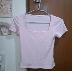 pink basic crop top