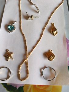 Chain,Pendal,Ring,Earing Combo