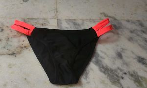 Black Bikini Bottom with Coral Accents