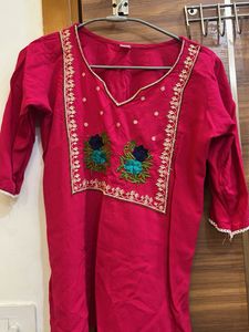 Vibrant Pink Embroidered Kurta