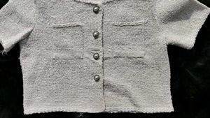 Chic White Tweed Cropped Jacket