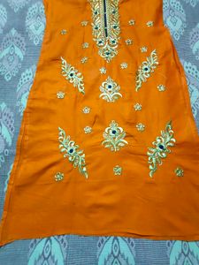 Stunning Orange &amp; Royal Blue Embroidered Salwar Ka