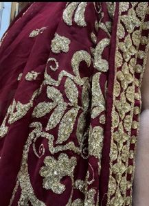 Y2K Exquisite Red Embroidered Saree without blouse