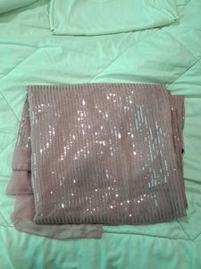 Sparkly Pink saree &amp; Cream blouse Set (negotiable)