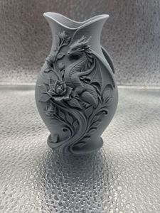 Dragon & Rose Embossed Vase
