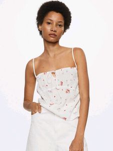 Mango Floral Print Tie-Front Top