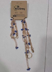 Boho Blue Beaded Toe Ring Anklet