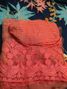 Elegant Pink Embroidered Saree