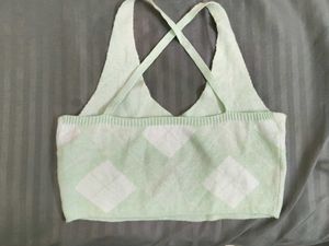 Cute Argyle Knit Crop Top