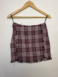 Tweed Mini Skirt with Fringes